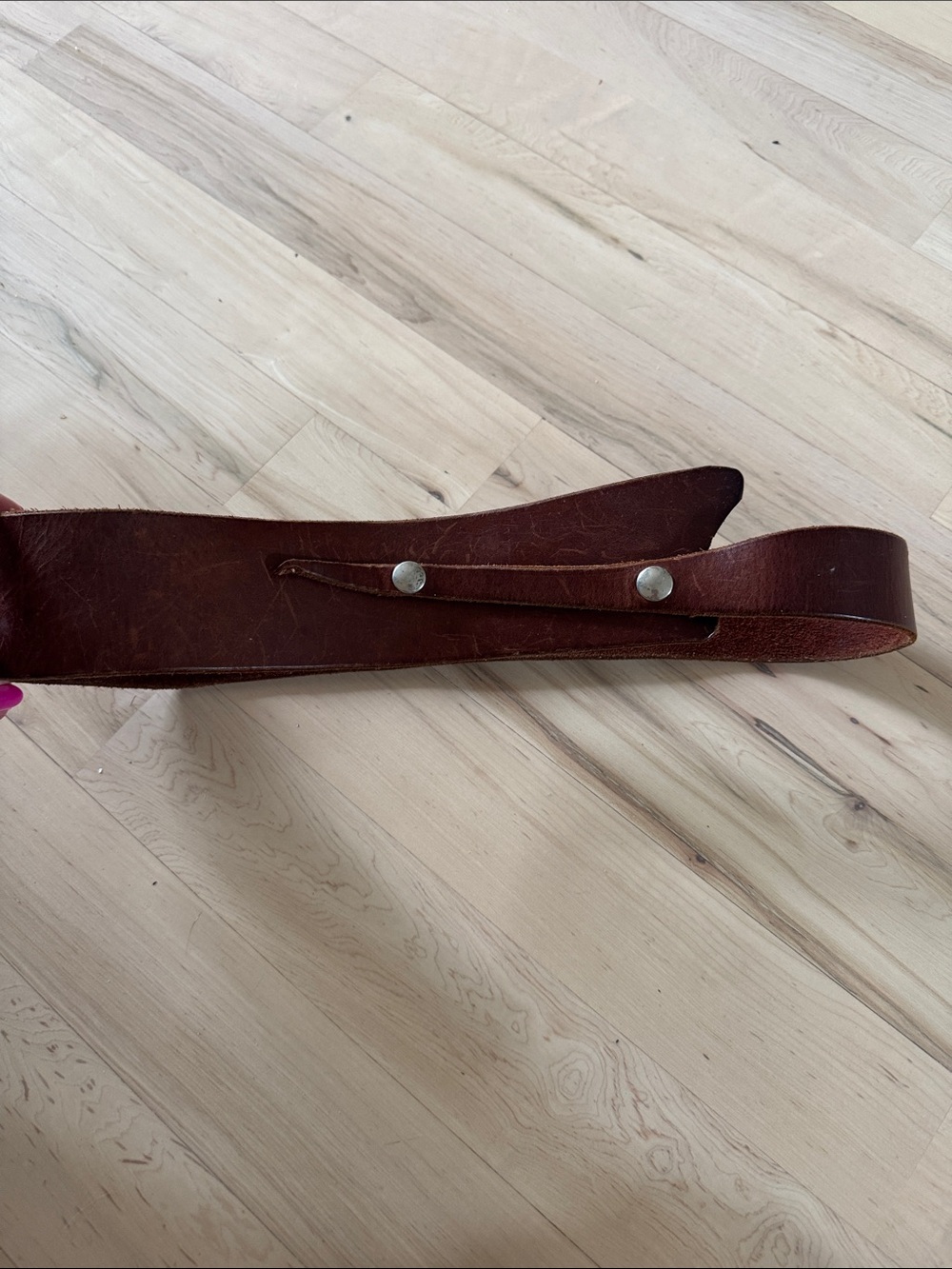 Distressed Brown Leather Asymmetrical Snap Belt-Boho-Festival